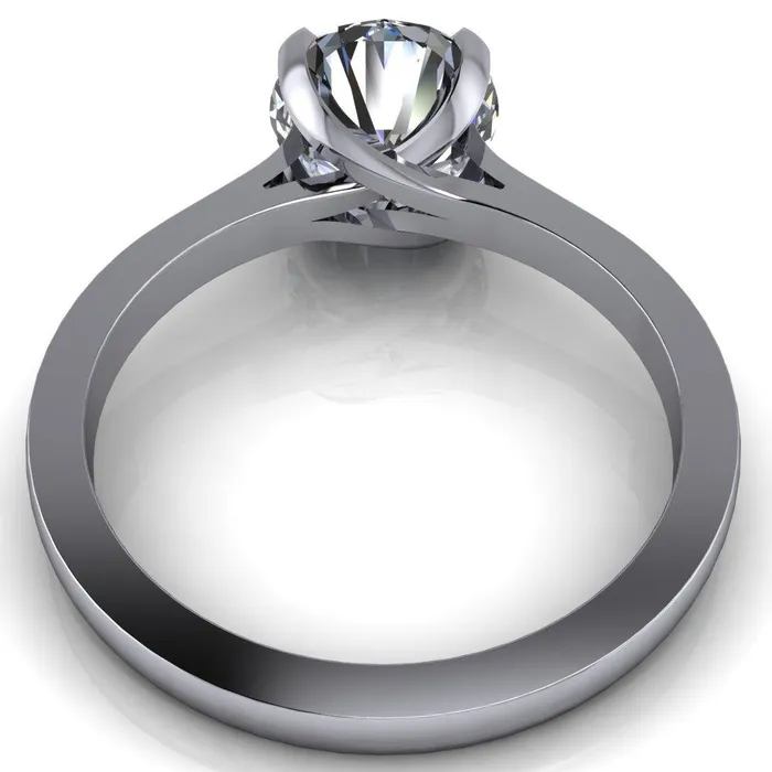 Jocelyn Round Center Stone Classic 4 Prongs Cathedral Solitaire Ring Fire Brilliance Rings