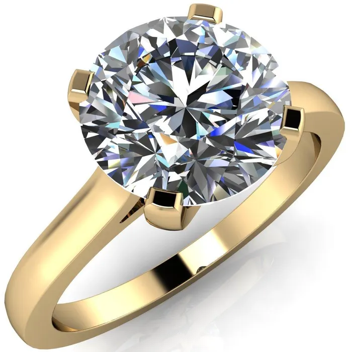 Jocelyn Round Center Stone Classic 4 Prongs Cathedral Solitaire Ring Fire Brilliance Rings