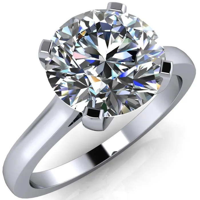 Jocelyn Round Center Stone Classic 4 Prongs Cathedral Solitaire Ring Fire Brilliance Rings