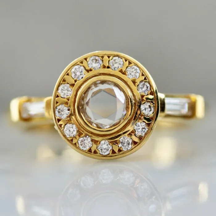 Kelty Pelechytik Rings Penelope White Round Portrait Cut Diamond Ring