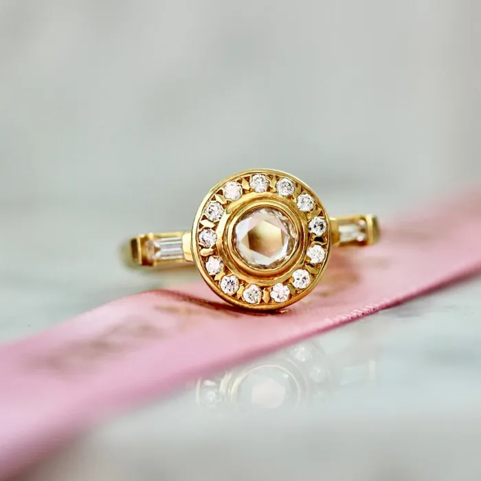 Kelty Pelechytik Rings Penelope White Round Portrait Cut Diamond Ring