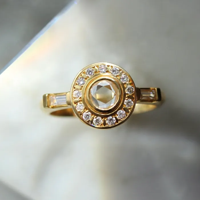 Kelty Pelechytik Rings Penelope White Round Portrait Cut Diamond Ring
