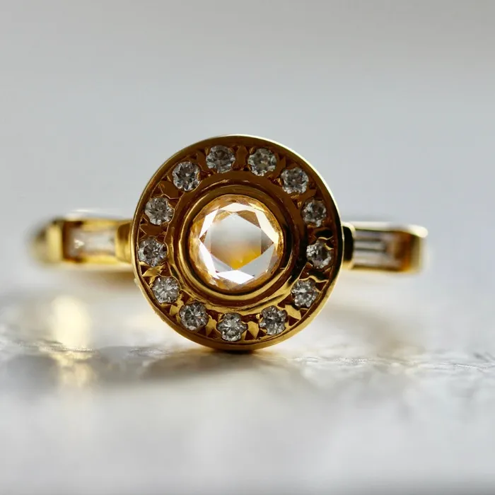 Kelty Pelechytik Rings Penelope White Round Portrait Cut Diamond Ring