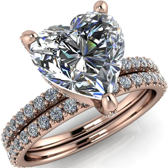 Kendra Heart Moissanite 3 Prong Diamond Basket Ring Fire Brilliance Rings Kendra Heart Moissanite 3 Prong Diamond Basket Ring Fire Brilliance Rings