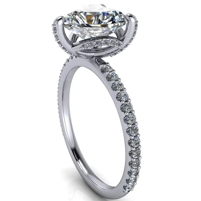 Kendra Heart Moissanite 3 Prong Diamond Basket Ring Fire Brilliance Rings