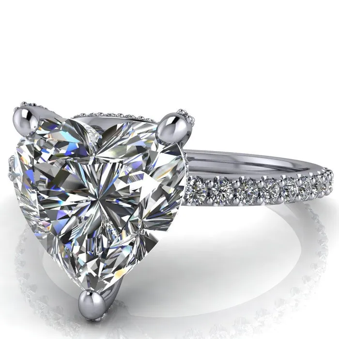 Kendra Heart Moissanite 3 Prong Diamond Basket Ring Fire Brilliance Rings