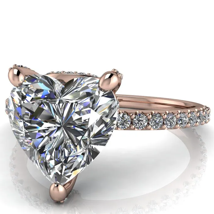 Kendra Heart Moissanite 3 Prong Diamond Basket Ring Fire Brilliance Rings