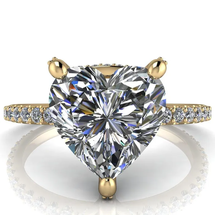 Kendra Heart Moissanite 3 Prong Diamond Basket Ring Fire Brilliance Rings