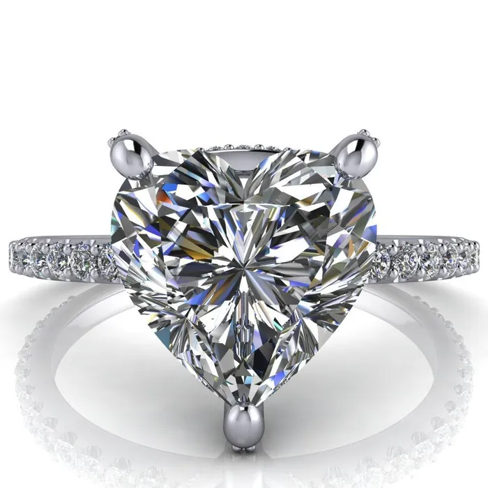 Kendra Heart Moissanite 3 Prong Diamond Basket Ring Fire Brilliance Rings