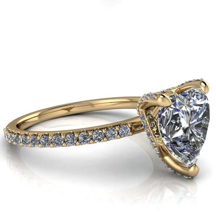 Kendra Heart Moissanite 3 Prong Diamond Basket Ring Fire Brilliance Rings