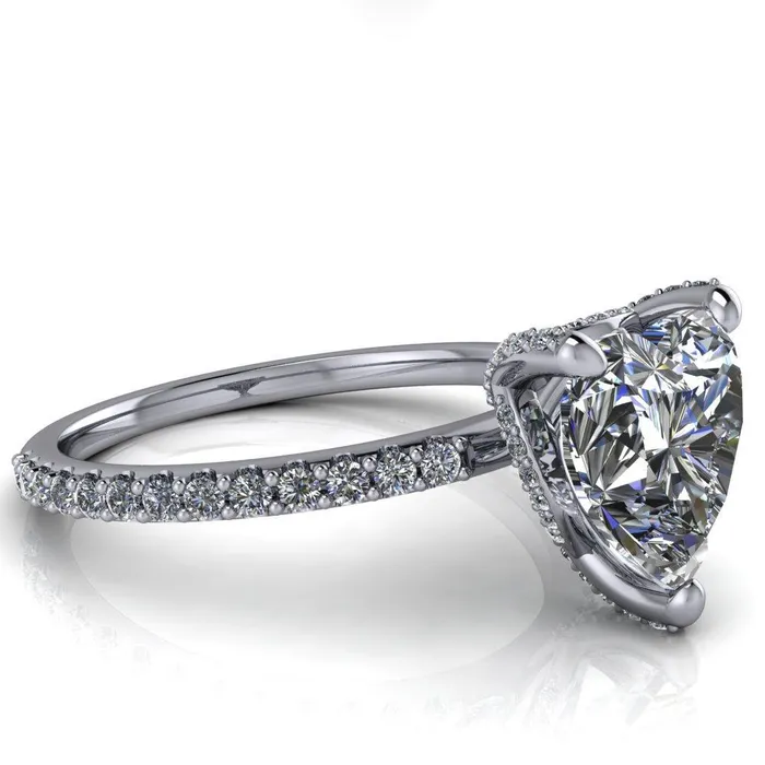 Kendra Heart Moissanite 3 Prong Diamond Basket Ring Fire Brilliance Rings