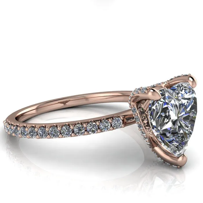 Kendra Heart Moissanite 3 Prong Diamond Basket Ring Fire Brilliance Rings