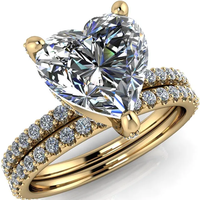 Kendra Heart Moissanite 3 Prong Diamond Basket Ring Fire Brilliance Rings