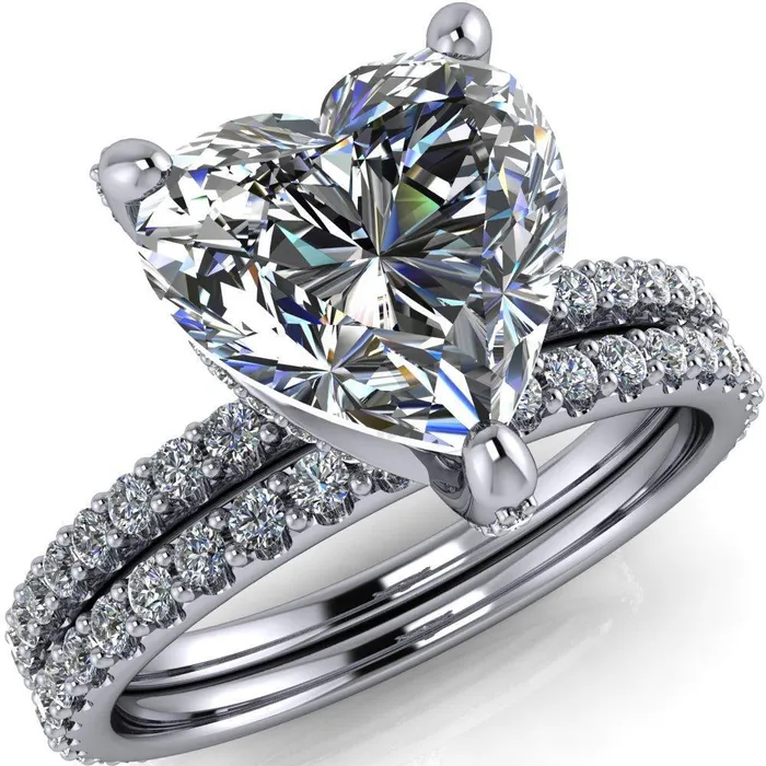 Kendra Heart Moissanite 3 Prong Diamond Basket Ring Fire Brilliance Rings