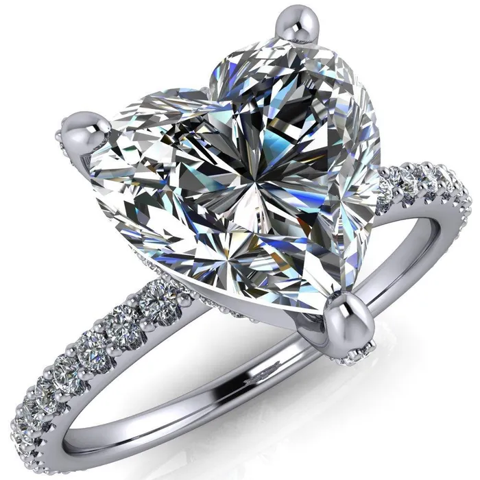 Kendra Heart Moissanite 3 Prong Diamond Basket Ring Fire Brilliance Rings