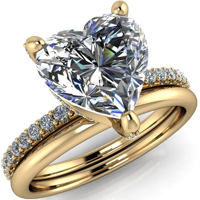 Kendra Heart Moissanite 3 Prong Diamond Basket Ring Fire Brilliance Rings