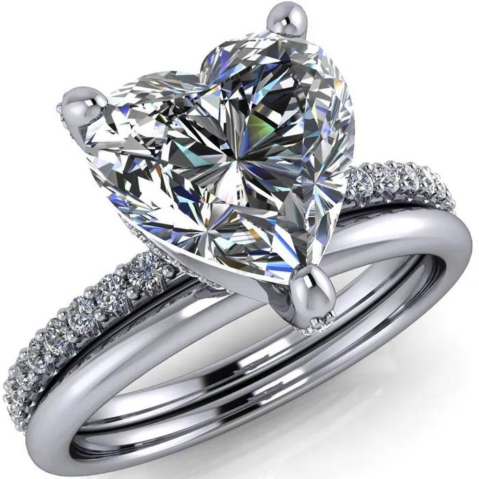 Kendra Heart Moissanite 3 Prong Diamond Basket Ring Fire Brilliance Rings