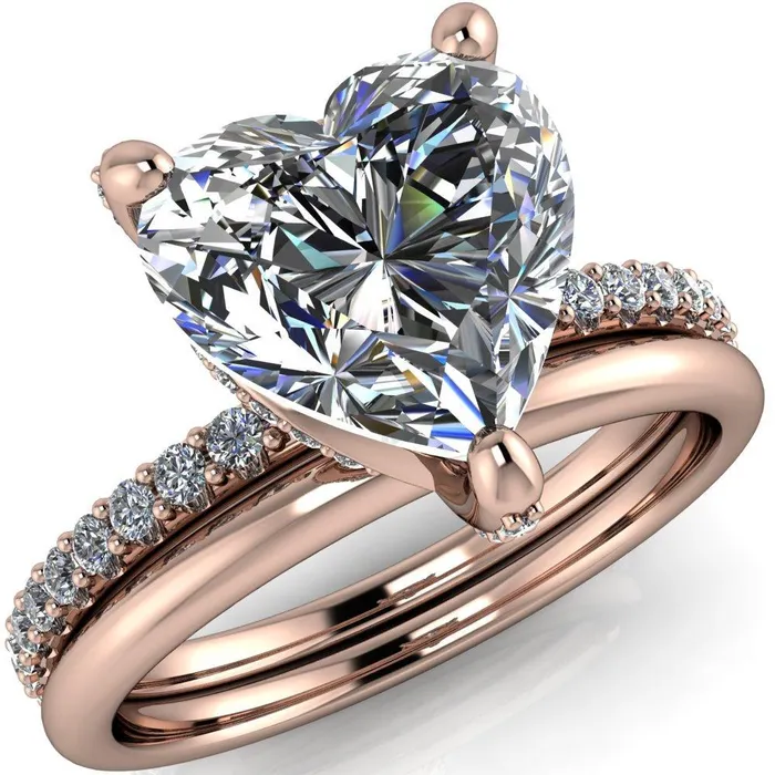 Kendra Heart Moissanite 3 Prong Diamond Basket Ring Fire Brilliance Rings