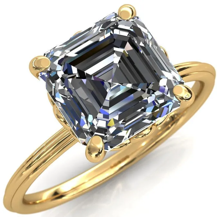Klimt Asscher Moissanite Undulating Oval Chain Wrap Engagement Ring Fire Brilliance Rings
