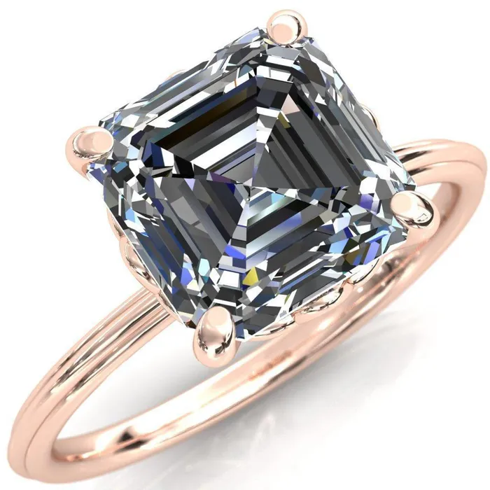 Klimt Asscher Moissanite Undulating Oval Chain Wrap Engagement Ring Fire Brilliance Rings
