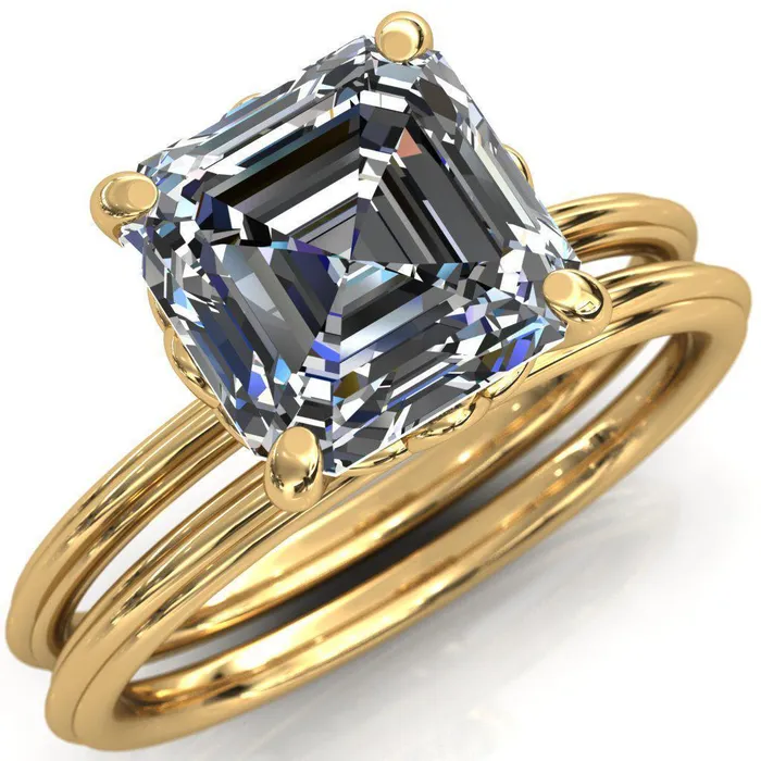 Klimt Asscher Moissanite Undulating Oval Chain Wrap Engagement Ring Fire Brilliance Rings