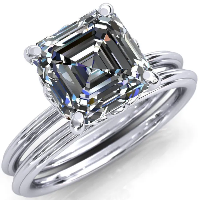 Klimt Asscher Moissanite Undulating Oval Chain Wrap Engagement Ring Fire Brilliance Rings