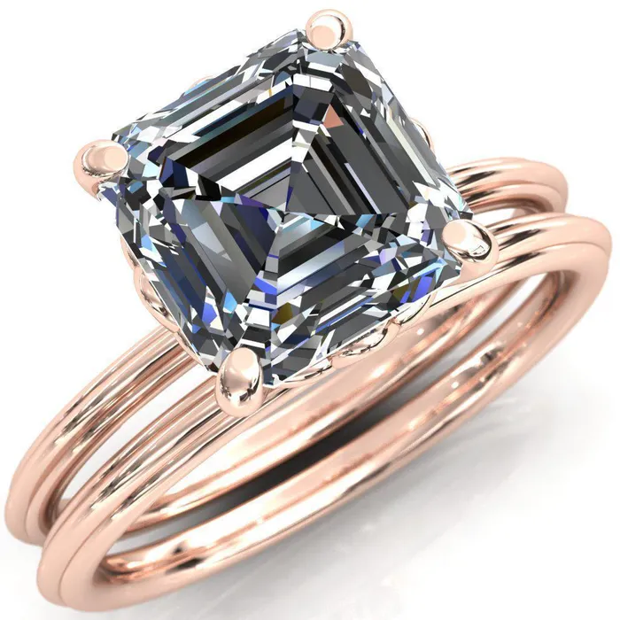 Klimt Asscher Moissanite Undulating Oval Chain Wrap Engagement Ring Fire Brilliance Rings