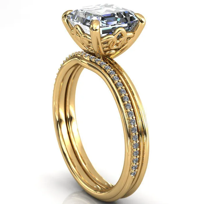 Klimt Asscher Moissanite Undulating Oval Chain Wrap Engagement Ring Fire Brilliance Rings