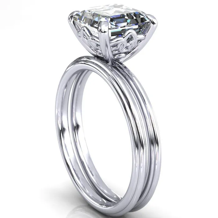 Klimt Asscher Moissanite Undulating Oval Chain Wrap Engagement Ring Fire Brilliance Rings