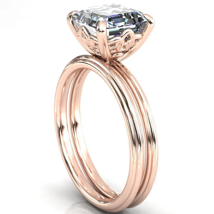Klimt Asscher Moissanite Undulating Oval Chain Wrap Engagement Ring Fire Brilliance Rings