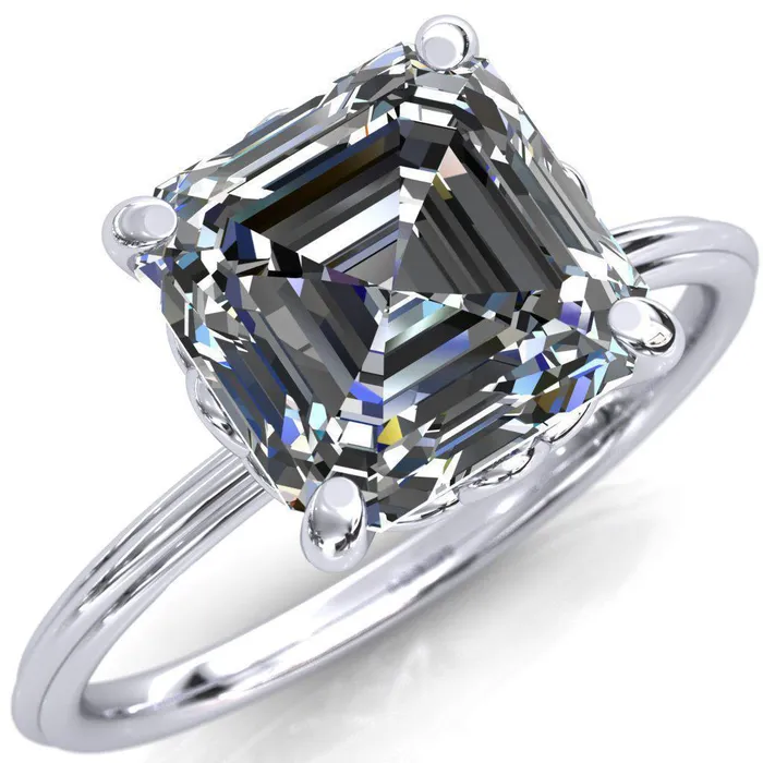 Klimt Asscher Moissanite Undulating Oval Chain Wrap Engagement Ring Fire Brilliance Rings