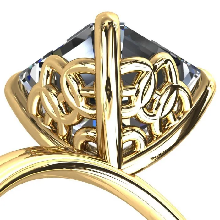 Klimt Asscher Moissanite Undulating Oval Chain Wrap Engagement Ring Fire Brilliance Rings