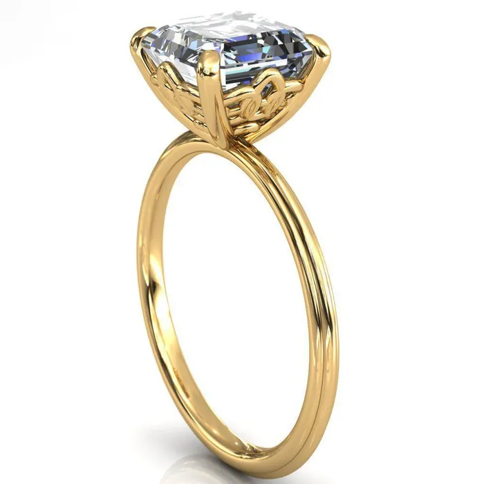 Klimt Asscher Moissanite Undulating Oval Chain Wrap Engagement Ring Fire Brilliance Rings
