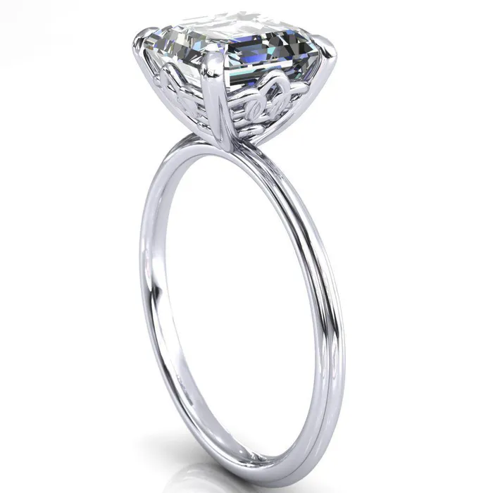 Klimt Asscher Moissanite Undulating Oval Chain Wrap Engagement Ring Fire Brilliance Rings