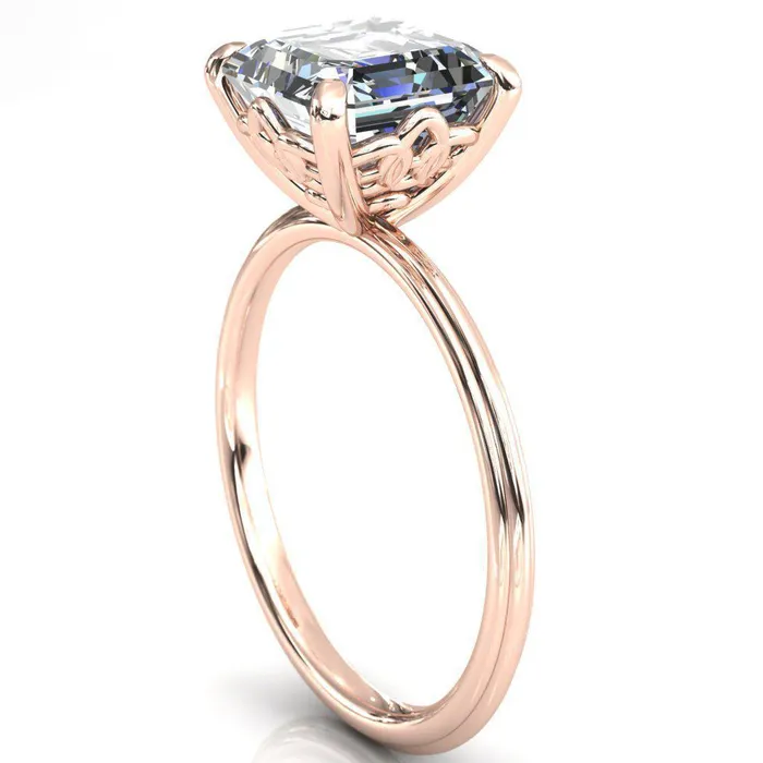 Klimt Asscher Moissanite Undulating Oval Chain Wrap Engagement Ring Fire Brilliance Rings