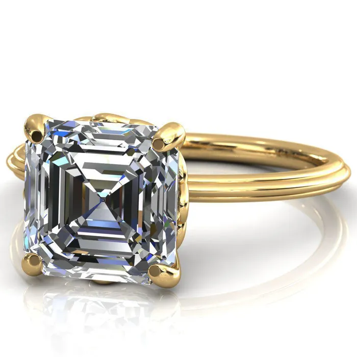 Klimt Asscher Moissanite Undulating Oval Chain Wrap Engagement Ring Fire Brilliance Rings