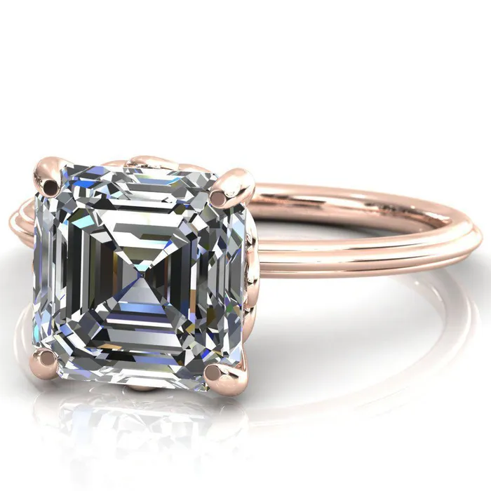 Klimt Asscher Moissanite Undulating Oval Chain Wrap Engagement Ring Fire Brilliance Rings