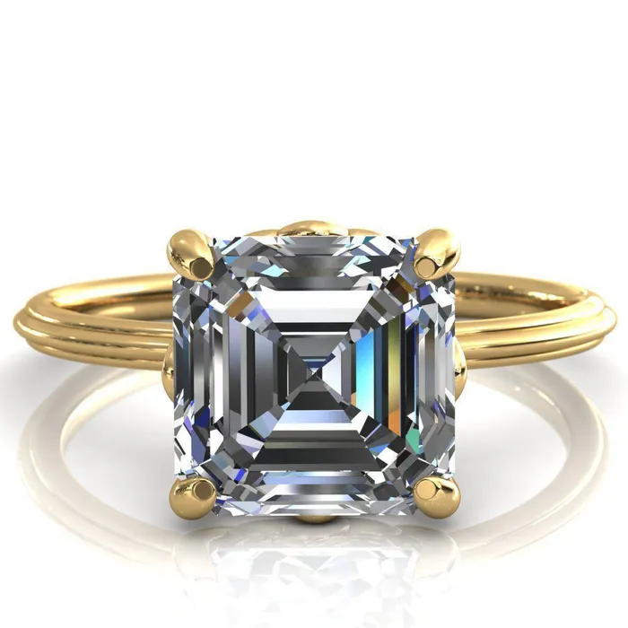Klimt Asscher Moissanite Undulating Oval Chain Wrap Engagement Ring Fire Brilliance Rings