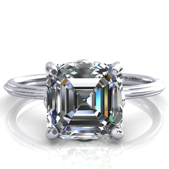 Klimt Asscher Moissanite Undulating Oval Chain Wrap Engagement Ring Fire Brilliance Rings