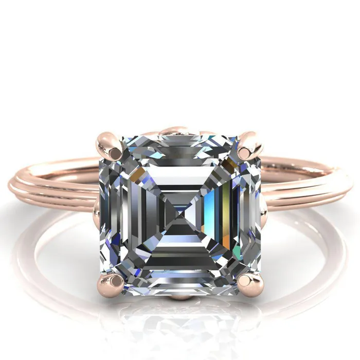 Klimt Asscher Moissanite Undulating Oval Chain Wrap Engagement Ring Fire Brilliance Rings