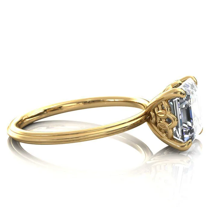 Klimt Asscher Moissanite Undulating Oval Chain Wrap Engagement Ring Fire Brilliance Rings