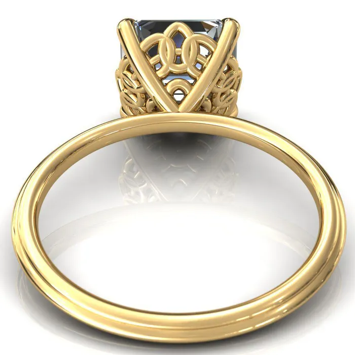 Klimt Asscher Moissanite Undulating Oval Chain Wrap Engagement Ring Fire Brilliance Rings