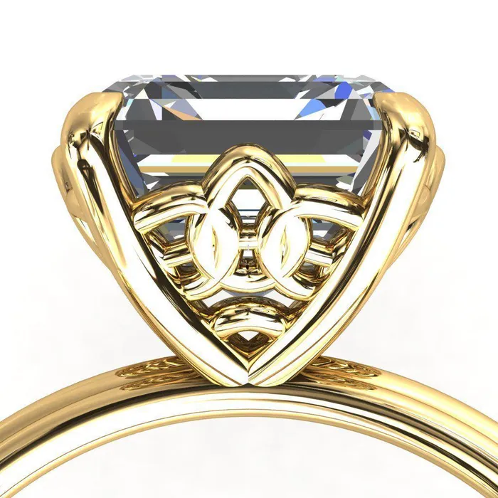 Klimt Asscher Moissanite Undulating Oval Chain Wrap Engagement Ring Fire Brilliance Rings
