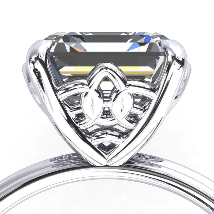 Klimt Asscher Moissanite Undulating Oval Chain Wrap Engagement Ring Fire Brilliance Rings