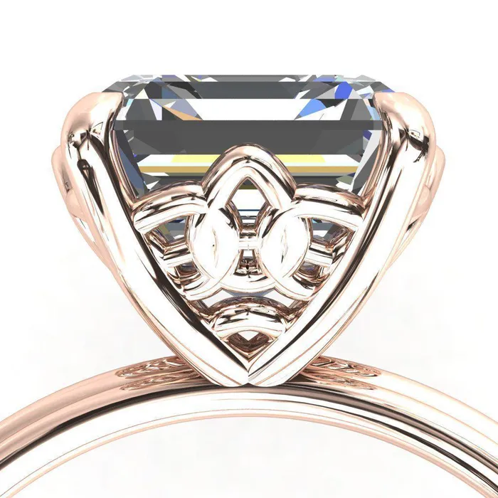 Klimt Asscher Moissanite Undulating Oval Chain Wrap Engagement Ring Fire Brilliance Rings