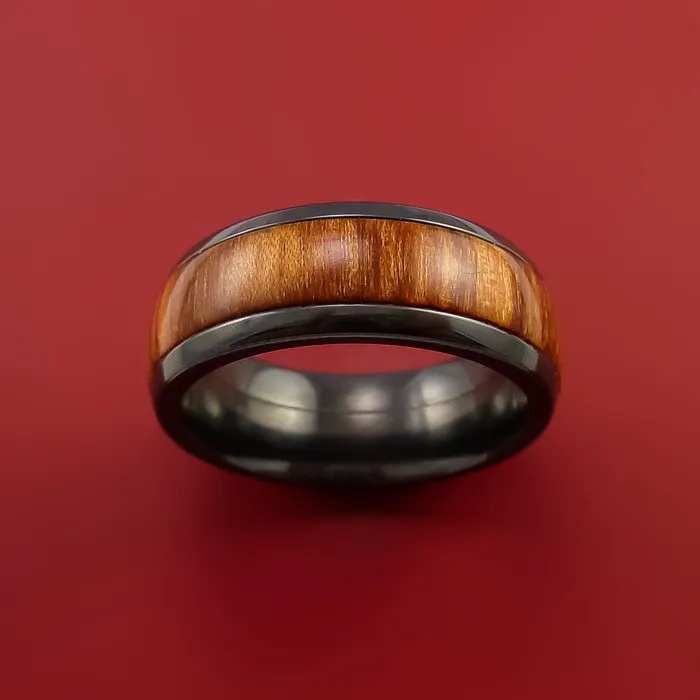 Lashbrook Rings Black Zirconium Ring with Hardwood Inlay Custom Made Band
