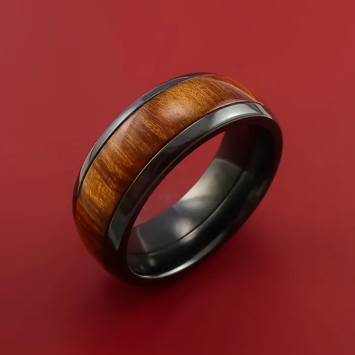 Lashbrook Rings Black Zirconium Ring with Hardwood Inlay Custom Made Band