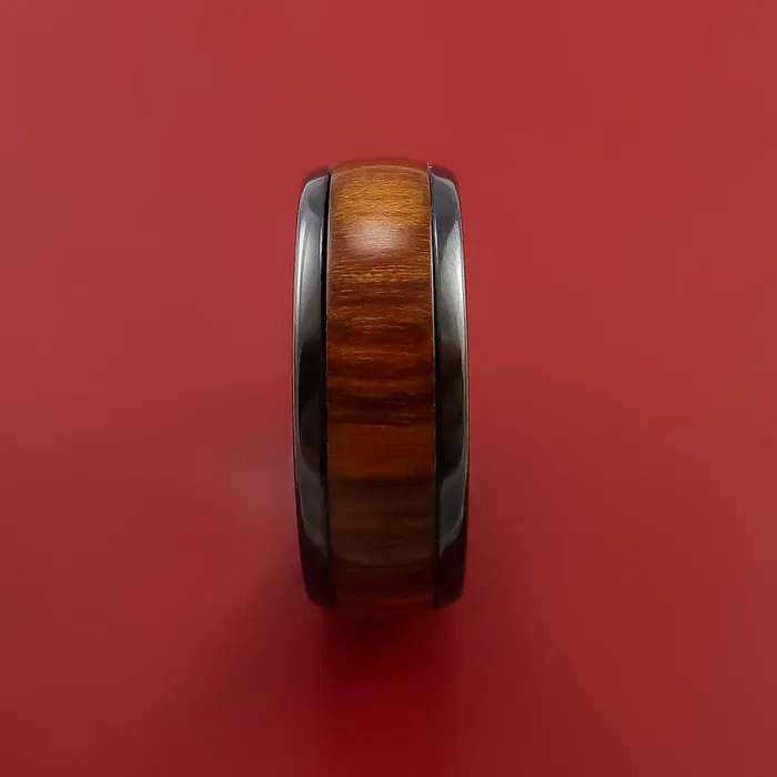 Lashbrook Rings Black Zirconium Ring with Hardwood Inlay Custom Made Band