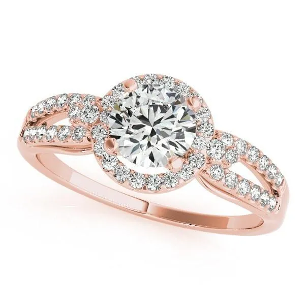 Latasha Round Center Stone Split Shank Cathedral Engagement Ring Fire Brilliance Rings