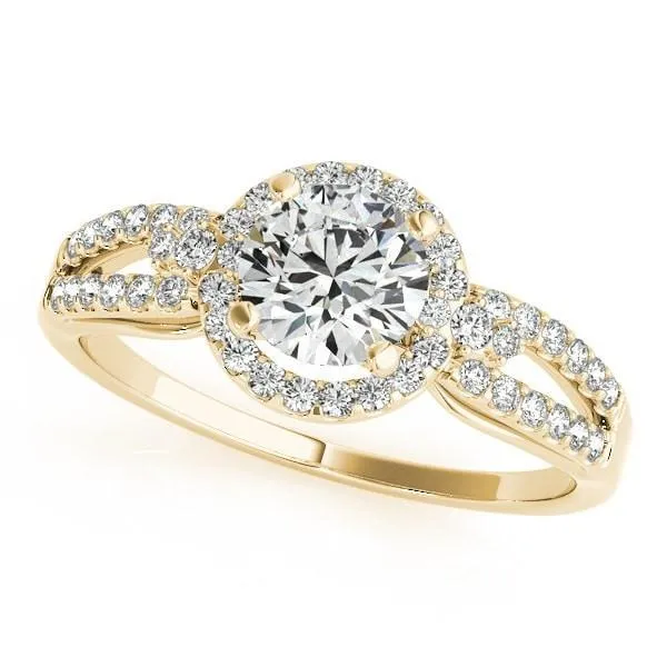Latasha Round Center Stone Split Shank Cathedral Engagement Ring Fire Brilliance Rings